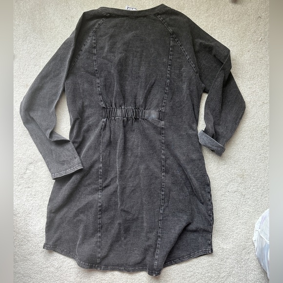 Soft grey stretch knit denim dress size Large - Picture 2 of 5